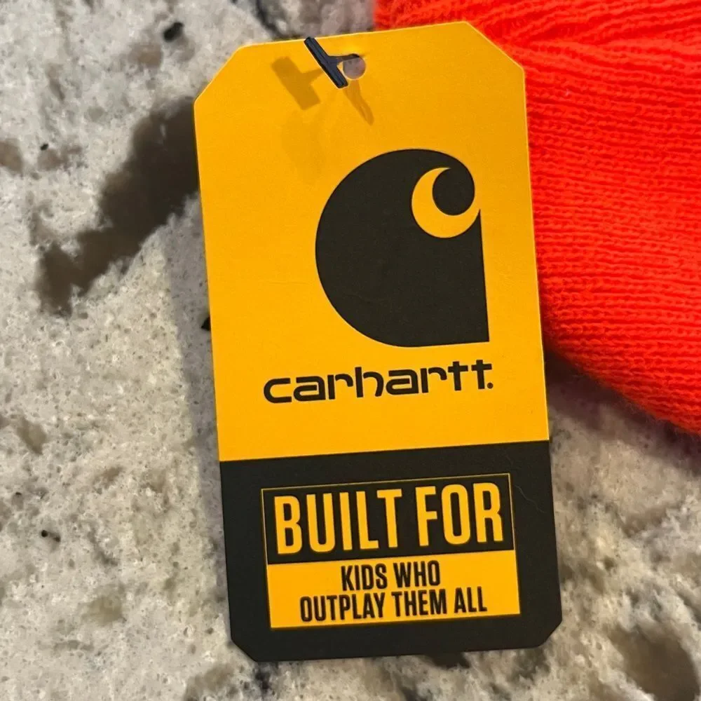 Carhartt Bright Neon Orange knit Beanie -Toddler Model AH8905
